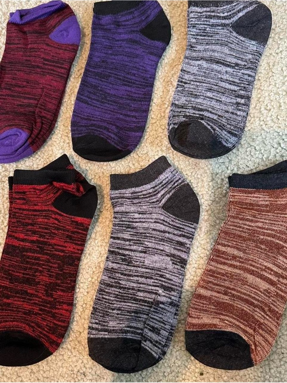 Ankle Socks Pack — Varied Colors (Red, Purple, Gray, Brown)